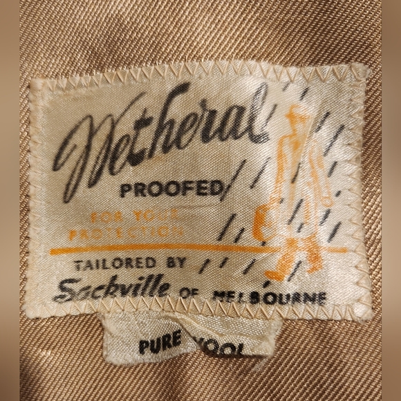 Vintage Tan Men's Wool Trench Coat Fully Lined - Picture 6 of 7